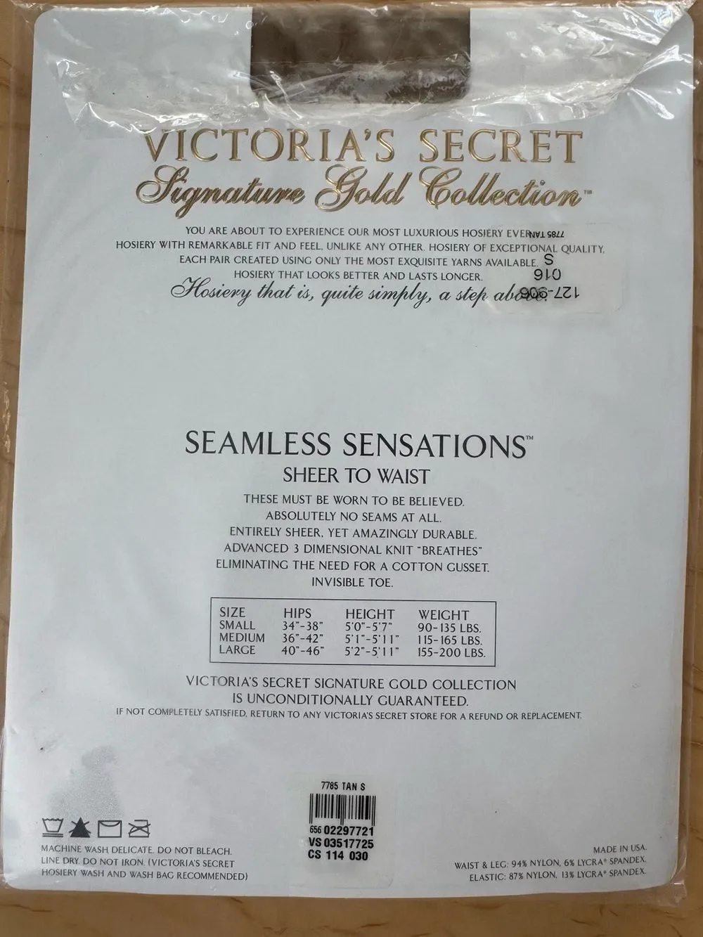 Victoria Secret Signature Gold Collection Seamless Sensations Hosiery Tan Small